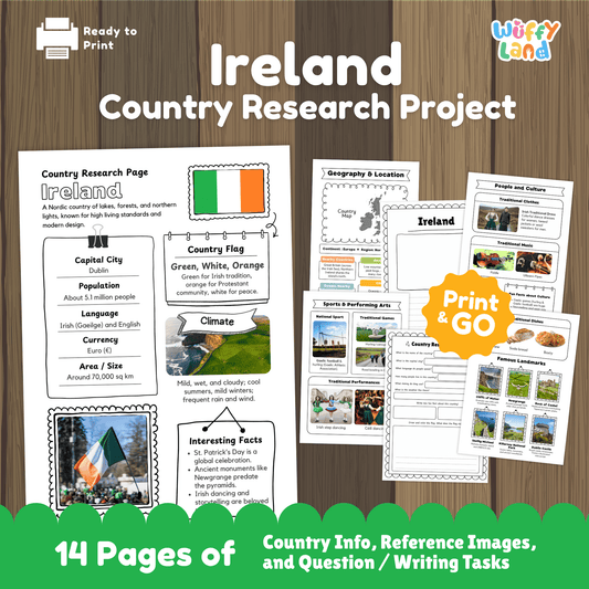 IRELAND Country Study | Geography Research Project & Printable Worksheets