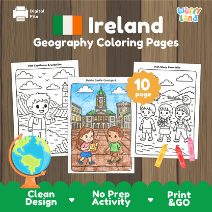 Ireland Geography Coloring Pages Worksheets