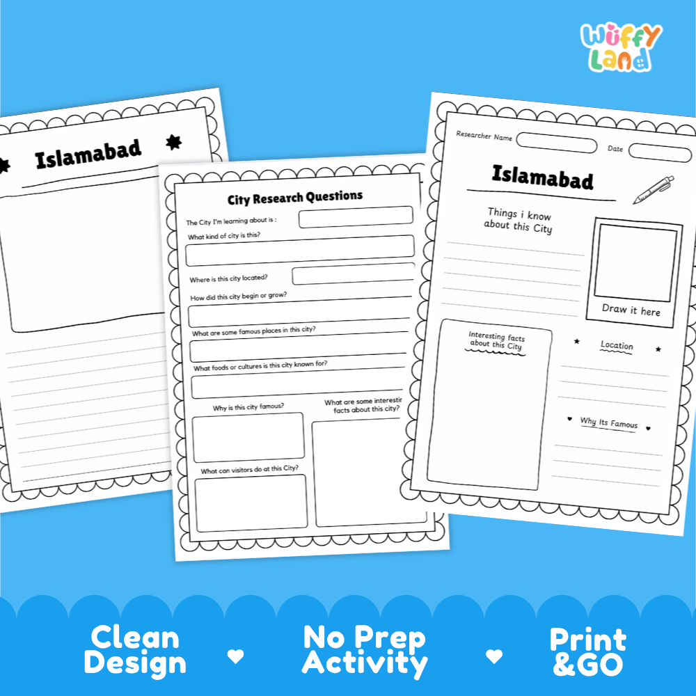 Islamabad City Research Page Worksheets and Fact Sheet Activity