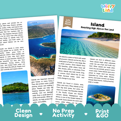 Island Reading Passage and Comprehension Questions Worksheets Landforms