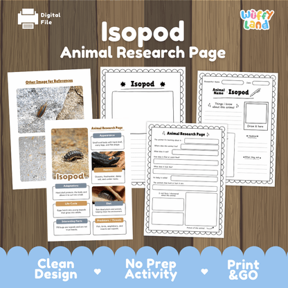 Isopod Animal Research Page Worksheets