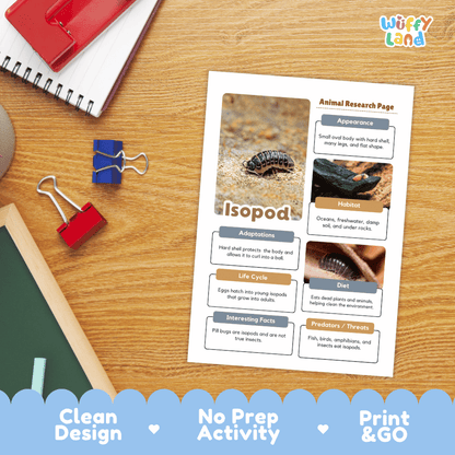 Isopod Animal Research Page Worksheets