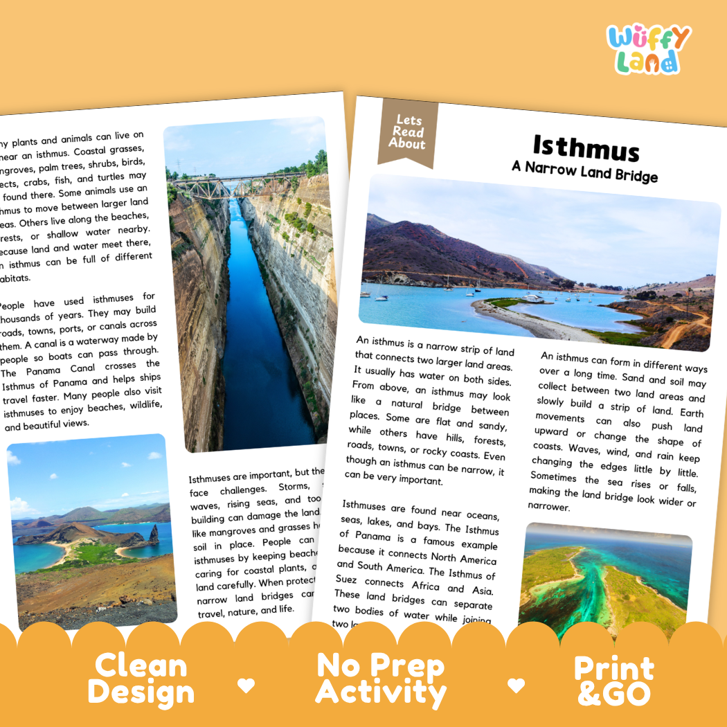 Teacher answer key page showing complete question solutions for isthmus reading comprehension practice