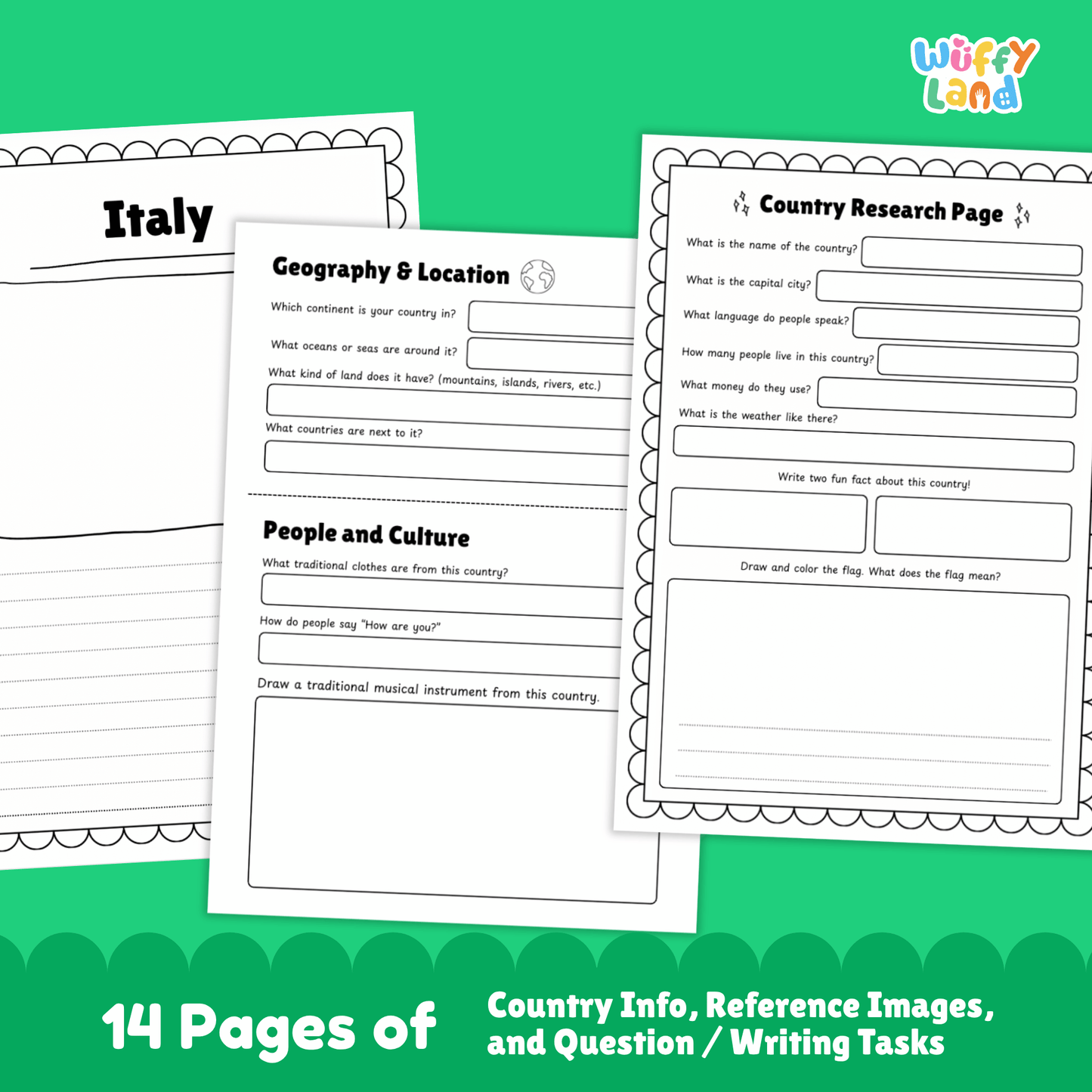 ITALY Country Study | Geography Research Project & Printable Worksheets