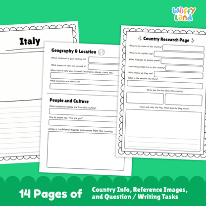 ITALY Country Study | Geography Research Project & Printable Worksheets