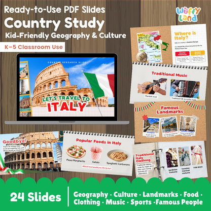 Italy Country Study Kid Friendly Geography & Culture PDF Slides