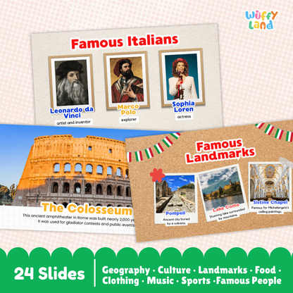 Italy Country Study Kid Friendly Geography & Culture PDF Slides