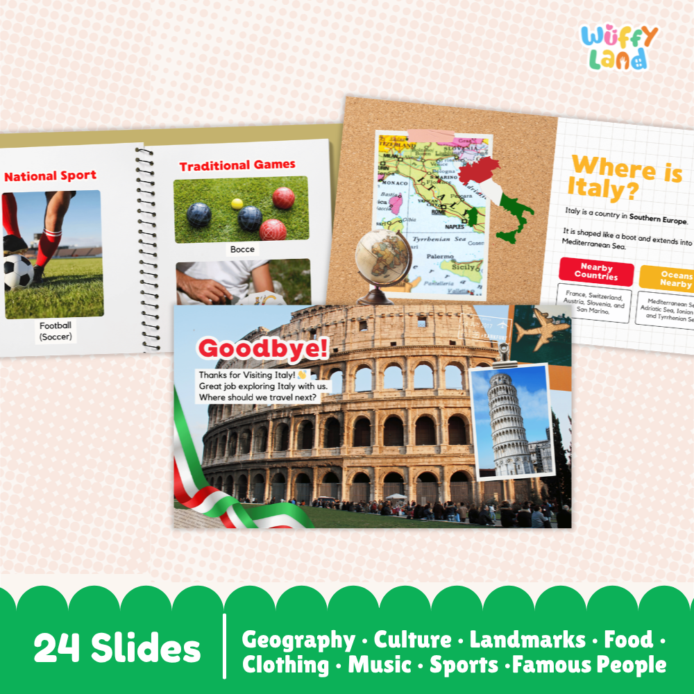 Italy Country Study Kid Friendly Geography & Culture PDF Slides