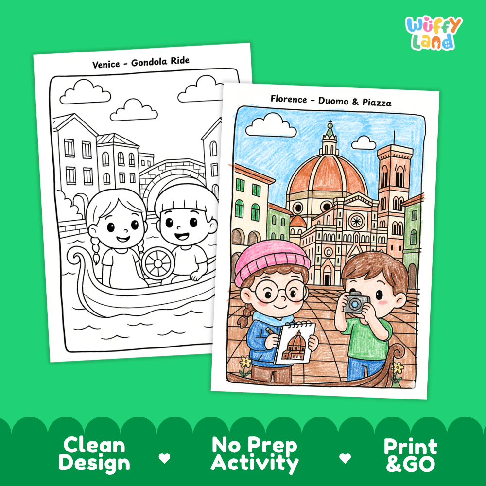Italy Geography Coloring Pages - 11 Pages - World Geography No Prep Activity