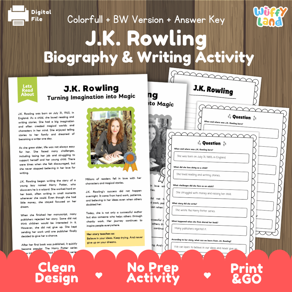 Digital download activity sheet set for 'J.K.
