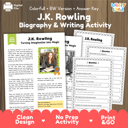 Digital download activity sheet set for 'J.K.