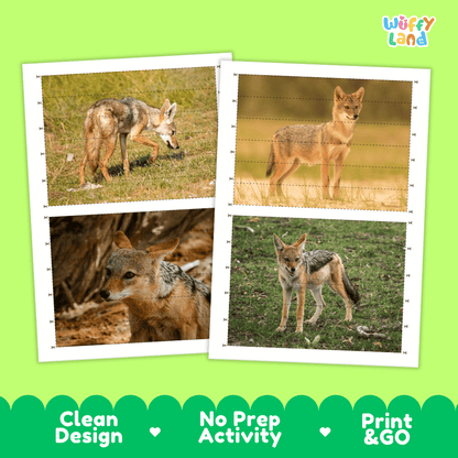 Jackal Cut and Match Activity Worksheets | Safari Animal Puzzle Printables