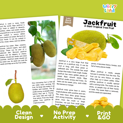 Teacher answer key page showing complete question solutions for Jackfruit nature and science reading comprehension practice