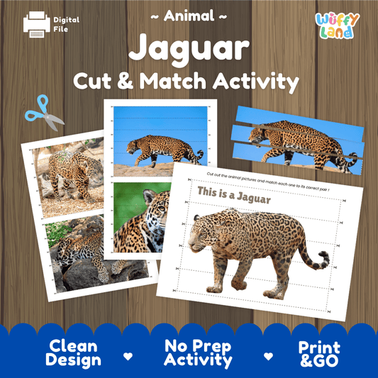 Jaguar Cut and Match Activity Worksheets | Animal Puzzle Printables