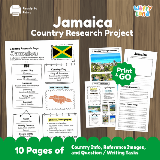 Jamaica Country Research Project Worksheets and Activity Pages