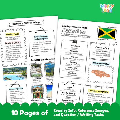 Jamaica Country Research Project Worksheets and Activity Pages