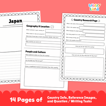 JAPAN Country Research Project | Asia Printable Geography Worksheets