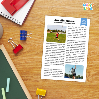 Javelin Throw Sports Reading Passages and Comprehension Questions Worksheets