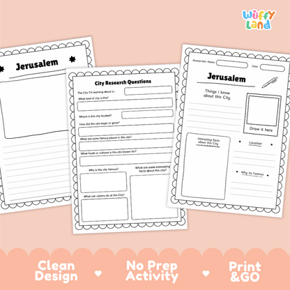 Jerusalem City Research Worksheets and Fact Sheet