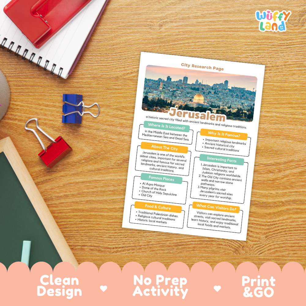 Jerusalem City Research Worksheets and Fact Sheet