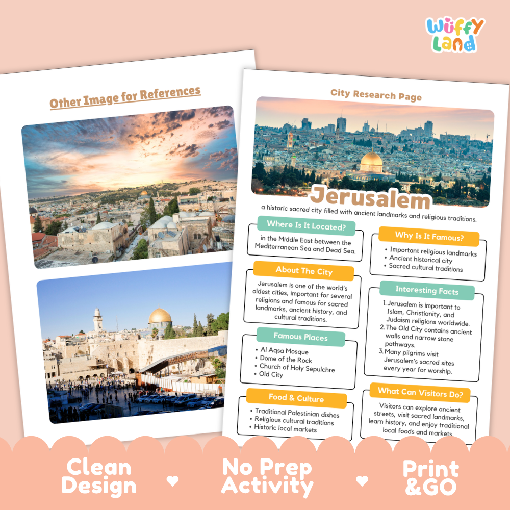 Jerusalem City Research Worksheets and Fact Sheet