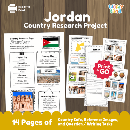 Jordan Country Research Project Worksheets and Reference Pages