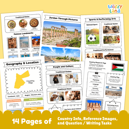 Jordan Country Research Project Worksheets and Reference Pages