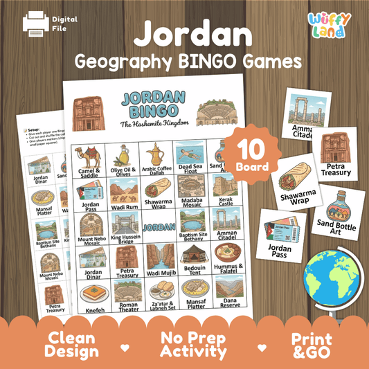 Jordan Geography Bingo Game Printable Activity
