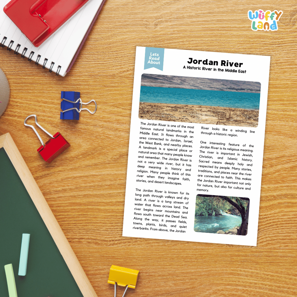 Jordan River Landmark Reading Passages and Comprehension Worksheets