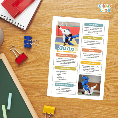 Judo Sport Research Project Worksheets and Fact Sheet