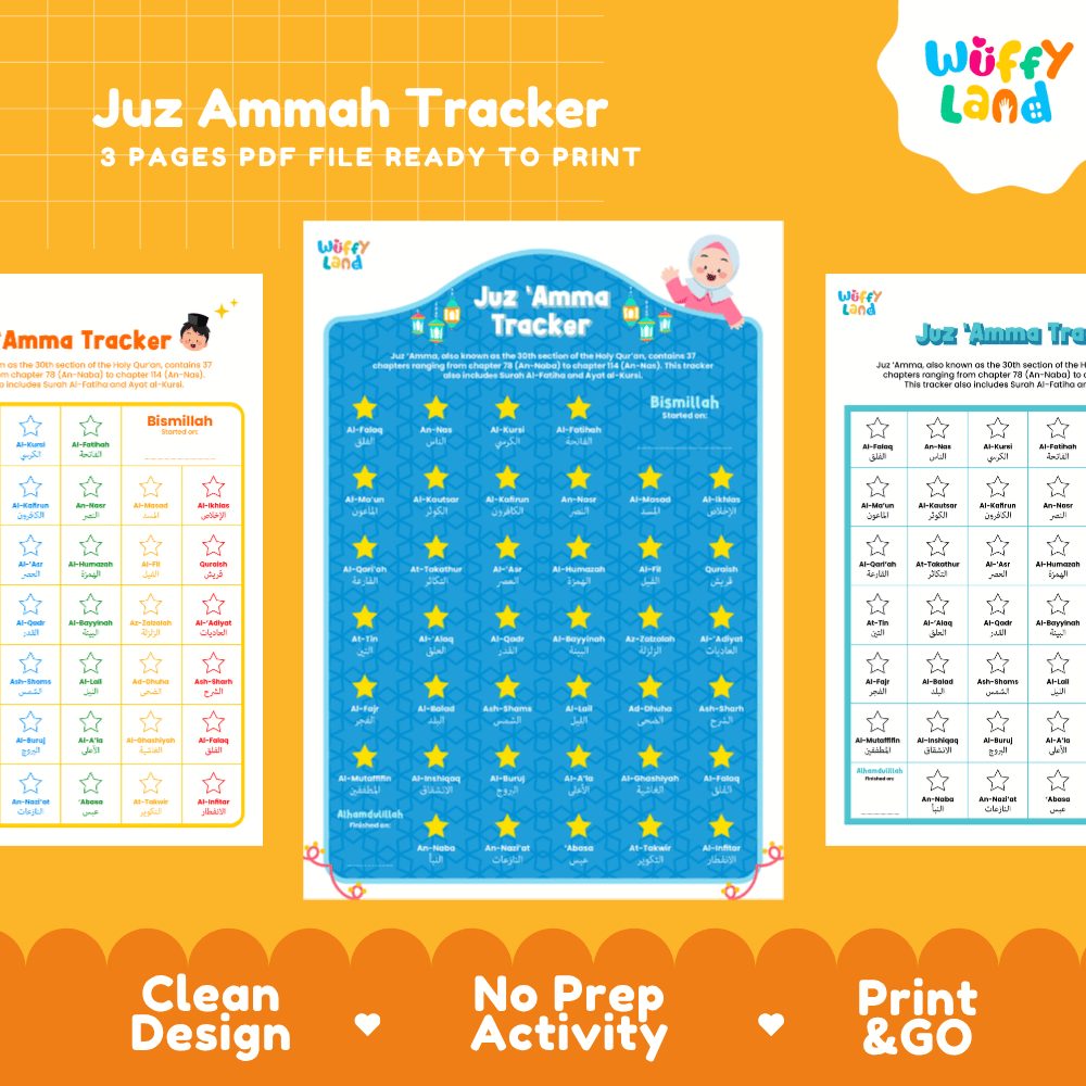 Juz 'Amma Tracker Quran Memorization Chart Printable Worksheets