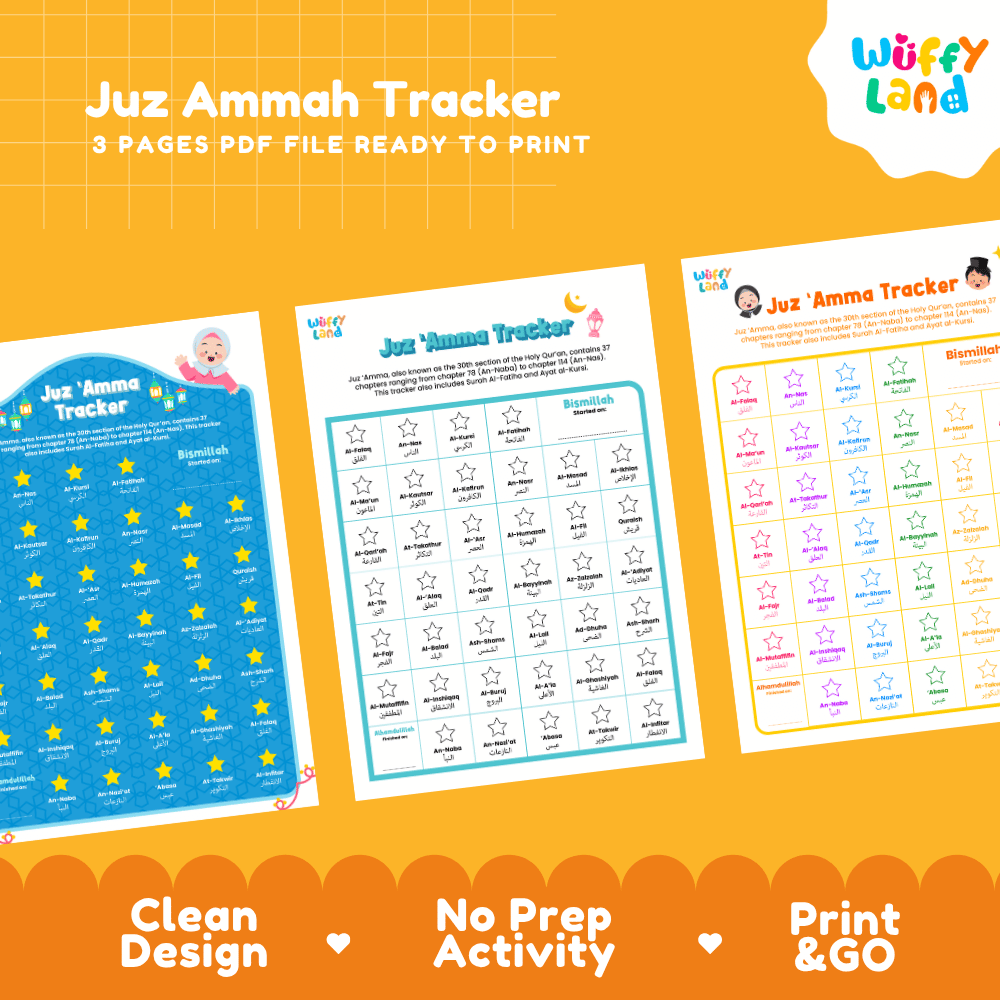 Juz 'Amma Tracker Quran Memorization Chart Printable Worksheets
