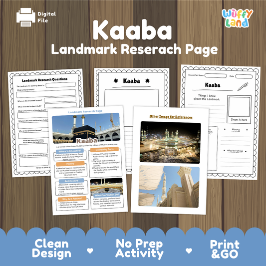 Kaaba Landmark Research Project Worksheets and Fact Page