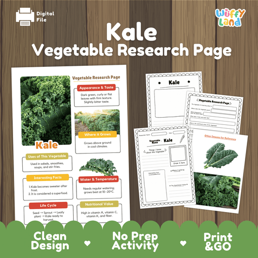 Kale Vegetable Research ActivityWorksheet Science Superfood Healthy Eating Plant