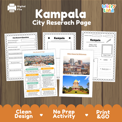 Kampala City Research Project Worksheets and Fact Page Activity