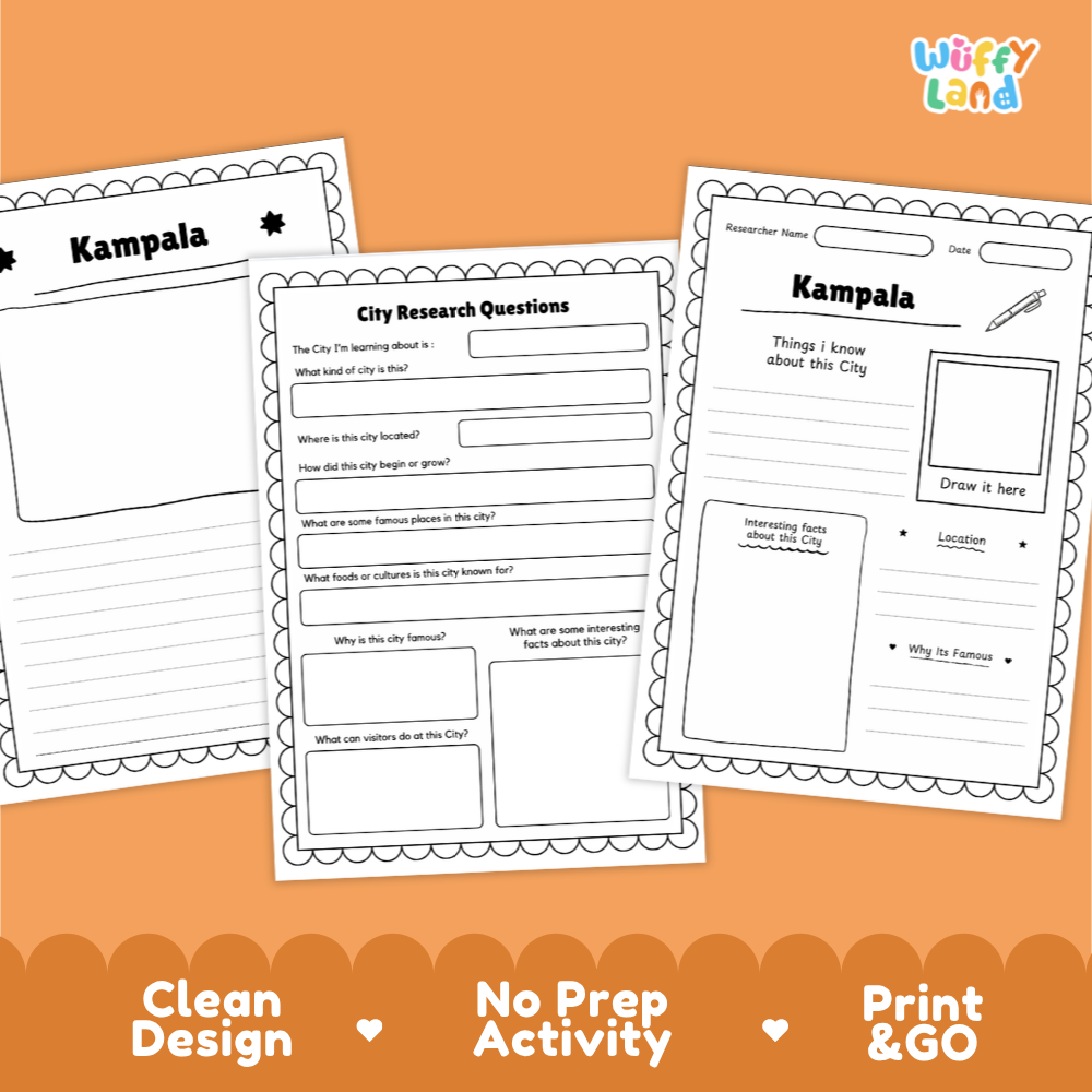Kampala City Research Project Worksheets and Fact Page Activity
