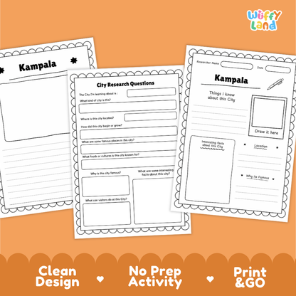 Kampala City Research Project Worksheets and Fact Page Activity