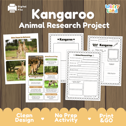 Kangaroo Animal Research Project | Informational Writing & Science Worksheets