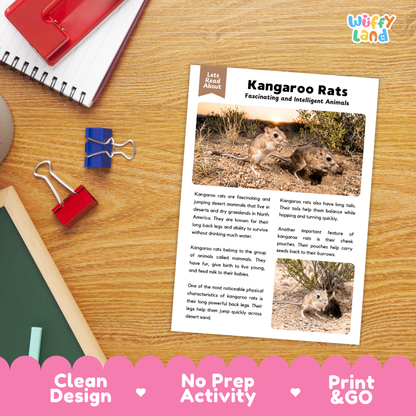 Kangaroo Rat Reading Passage and Comprehension Questions Worksheets