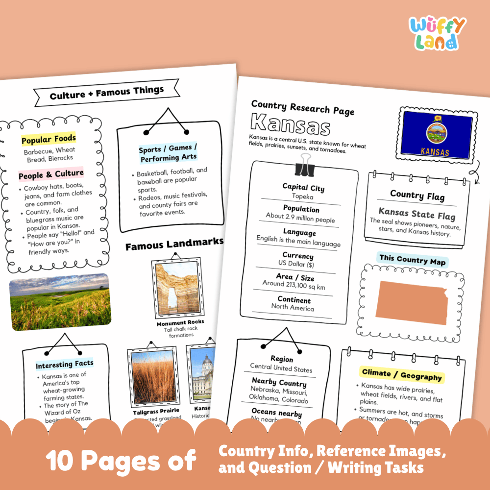 Kansas State Research Project Worksheets and Activity Pages