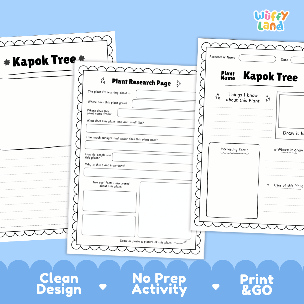 Kapok Tree Plant Research Page Worksheets and Fact Sheet