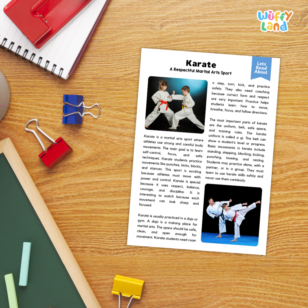Karate Sports Reading Passages and Comprehension Questions Worksheets