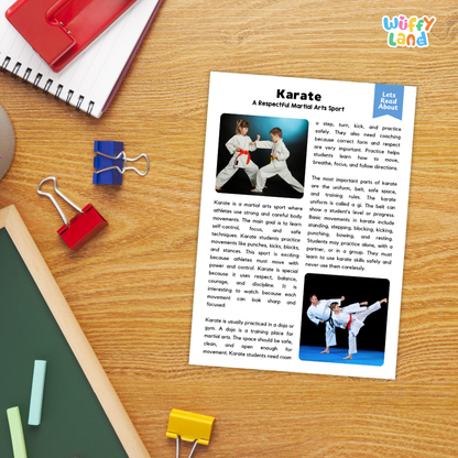 Karate Sports Reading Passages and Comprehension Questions Worksheets