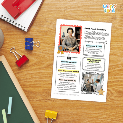 Katherine Johnson Famous People Research Page - Black History Month Biography Worksheets