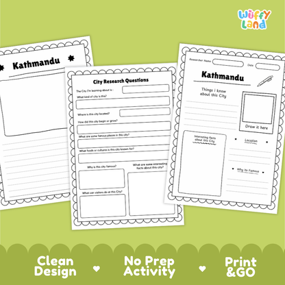 Kathmandu City Research Worksheets and Fact Sheet