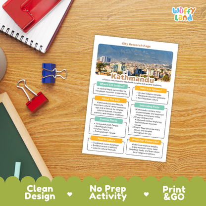 Kathmandu City Research Worksheets and Fact Sheet