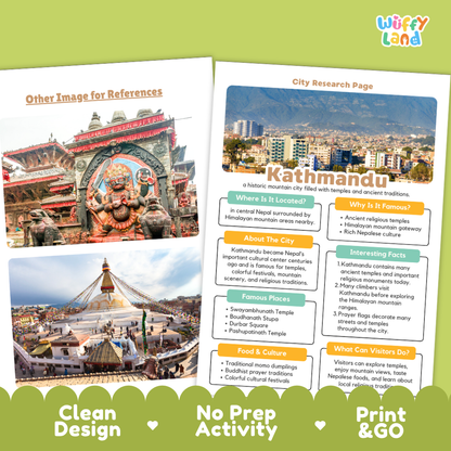 Kathmandu City Research Worksheets and Fact Sheet