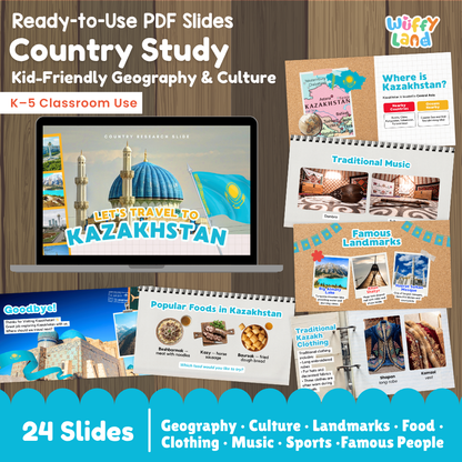 Kazakhstan Country Study Kid Friendly Geography & Culture PDF Slides