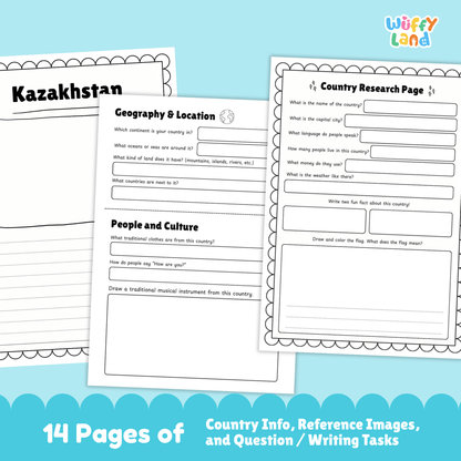 Kazakhstan Country Study | Central Asia Geography Research Project & Worksheets