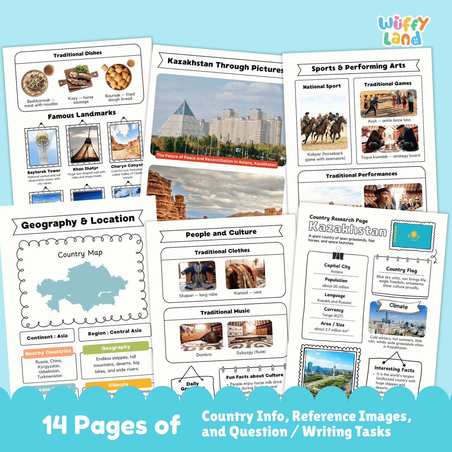 Kazakhstan Country Study | Central Asia Geography Research Project & Worksheets
